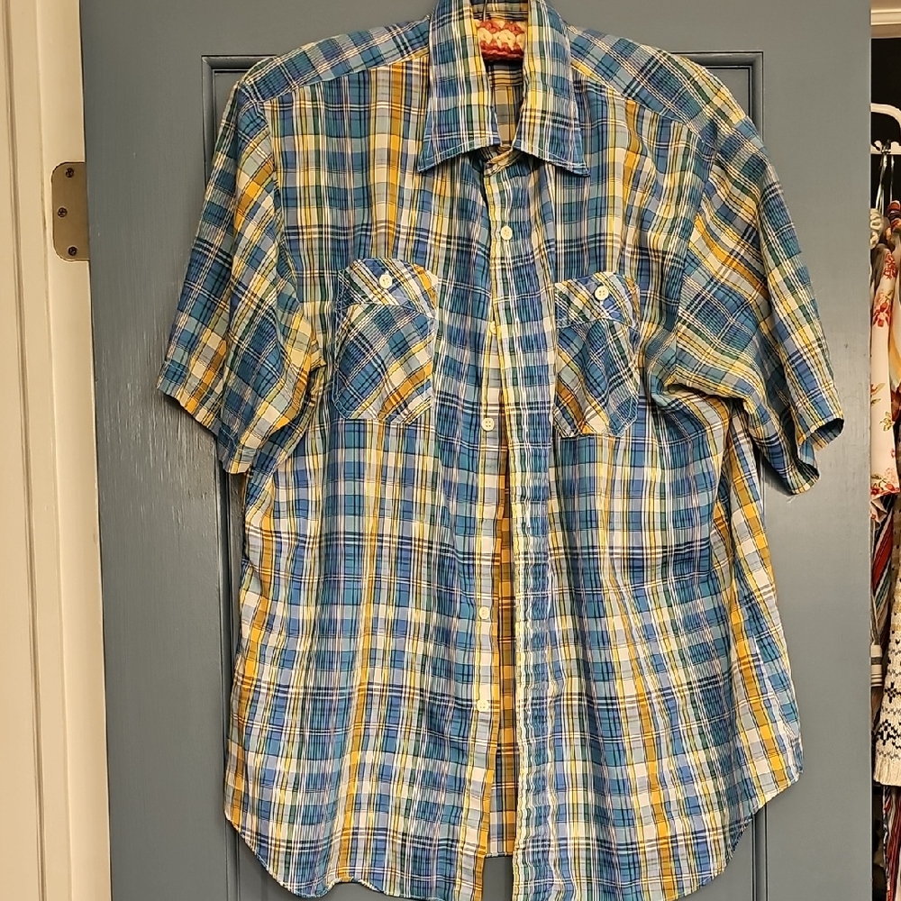 VINTAGE Kingsport Men's Casual Plaid Button Down Shirt Large Shirt Sleeve
